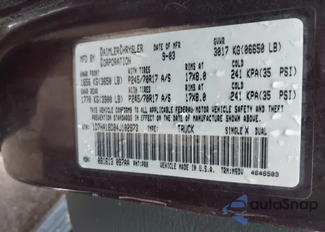 2004 Dodge Ram 1500 Slt/Laramie z USA, uszkodzony, nr VIN 1D7HA18D84J102973